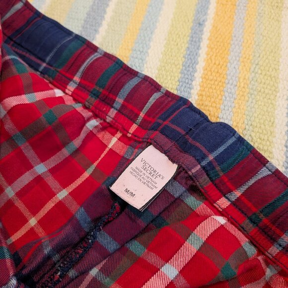 Victoria's Secret red plaid holiday pajama PJ Pants size medium - Picture 2 of 4